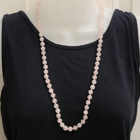 Rose Quartz Necklace and Earrings - Picture 1 of 6